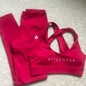 Ryderwear staples wine red crossover bra and leggings set